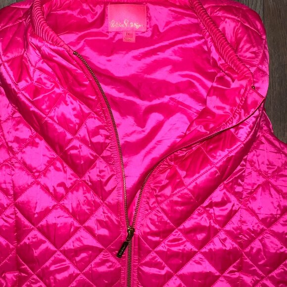 Lilly Pulitzer Payson Quilted Vest -Size Large-(RAZ Berry) PINK - Picture 2 of 7